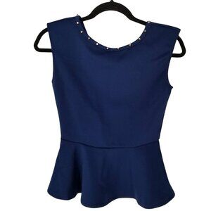 Copy - Forever 21 Women's Blue Sleeveless Peplum Blouse Size Small